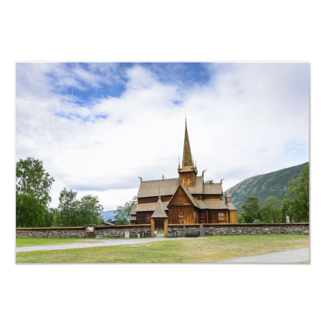 Igreja de Stave em Lom, impressão de fotos na Noru (Frente)