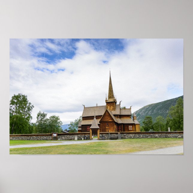 Igreja de Stave em Lom, poster na Noruega (Frente)