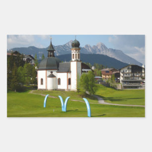 Igreja em Seefeld, Áustria, autocolante retangular