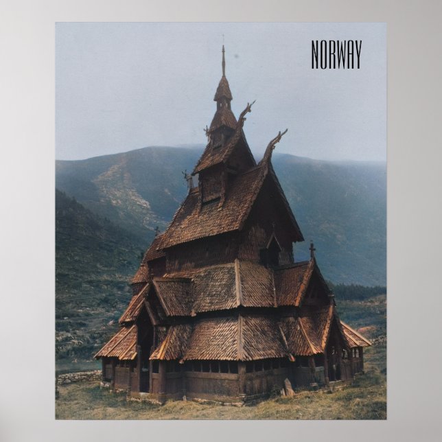 Igreja Escória Medieval na Noruega Poster (Frente)