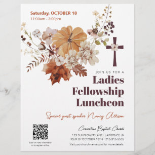 Igreja Floral Rustic Fall Damas Folheto de Luncheo