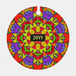 Igreja Moderna Continha Pintura de Vidro com Ano