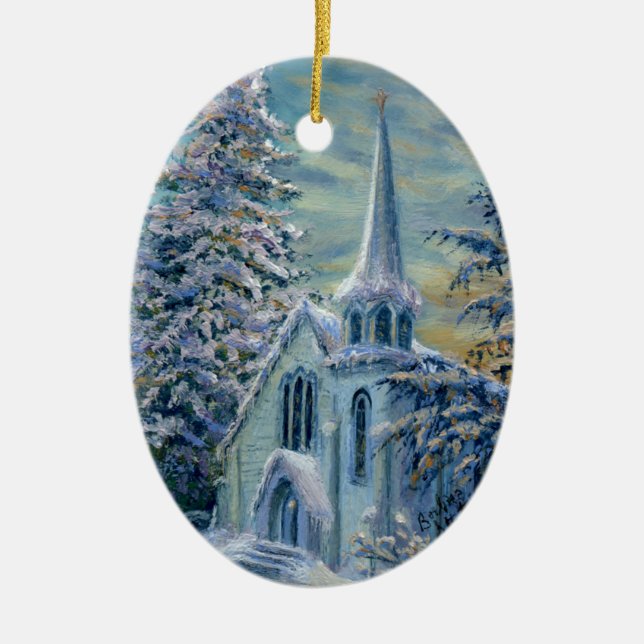 "Igreja na Neve" Enfeite (Frente)