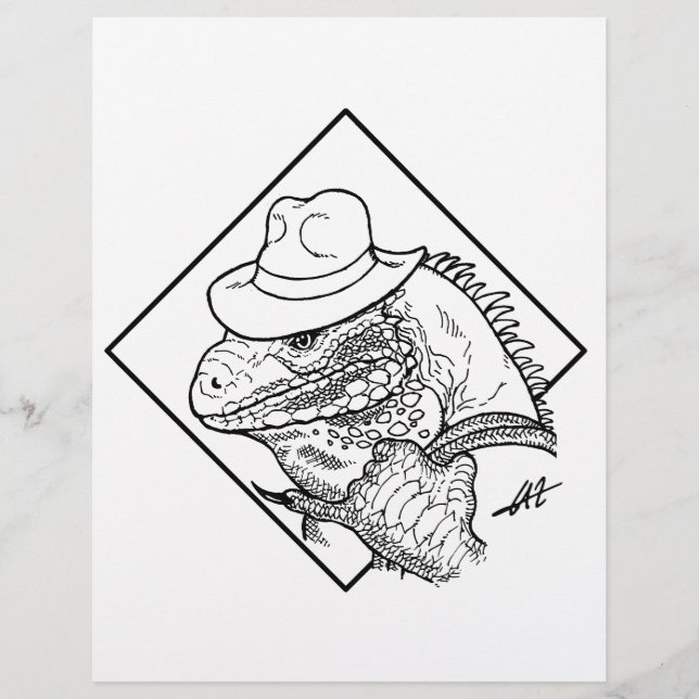 Iguana Jones - Página de colorir. (Frente)