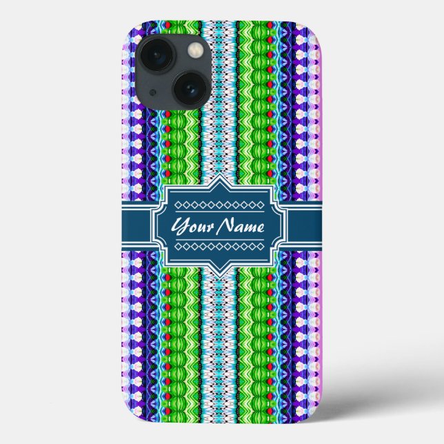 Ikat Chevron, Tribal, Rosa e Marinho, Personalizad (Verso)