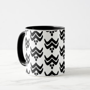 Ikat Floral Estilizado - Caneca Preta e Branca