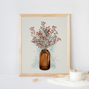 Ilex Berries em A Vase Poster