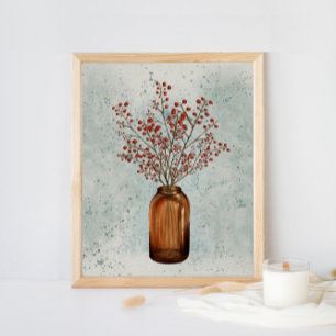 Ilex Berries em A Vase Poster