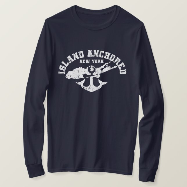 ILHA ANCHORED - Camisa azul-Marinho (Frente do Design)