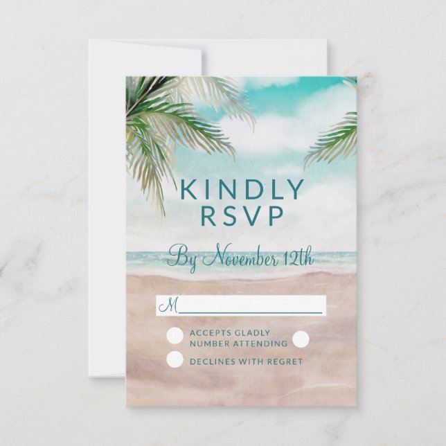 Ilha Breeze Painel Beach Wedding RSVP Resposta (Frente)