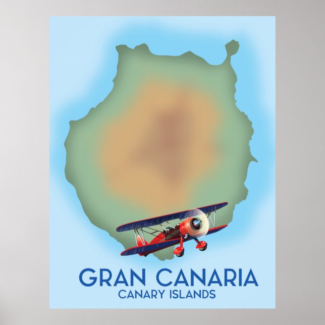 Ilha canária Gran Canaria, arte poster de viagens. (Frente)