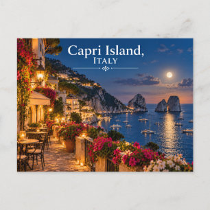 Ilha Capri Itália Cartão Postal de Viagem Noturno