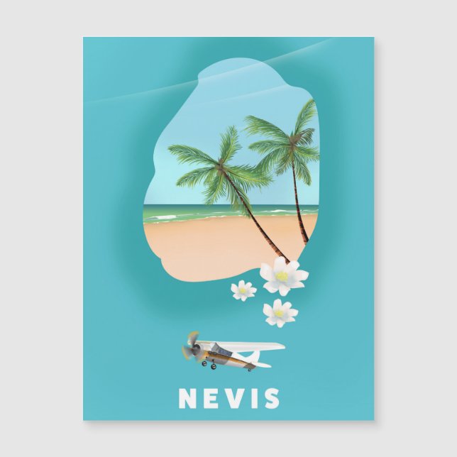 Ilha caribenha de Nevis Mapa ilustrado. (Frente)