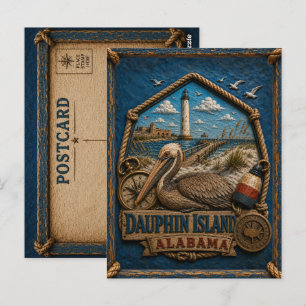 Ilha Dauphin Alabama Cartão Postal Viagem Vintage
