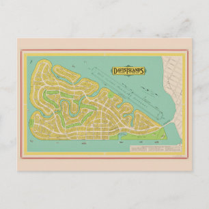 Ilha Davis Tampa FL Mapa Cartão Postal