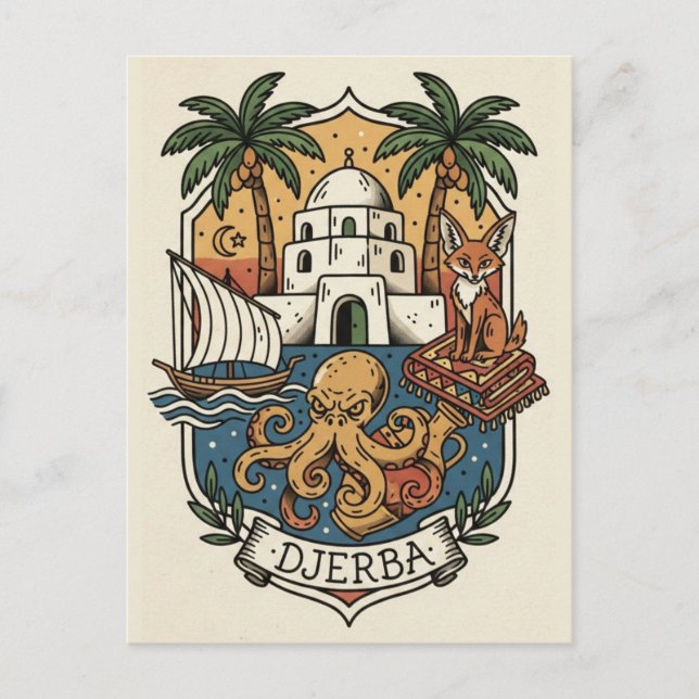 Ilha Djerba Tunísia Cartão Postal de Viagem (Frente)