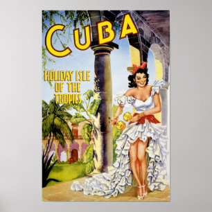 Ilha do feriado de Cuba do poster vintage dos