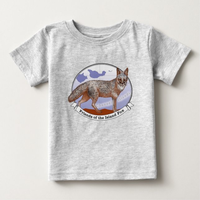 Ilha Fox Logo Cinza bebê camisa (Frente)