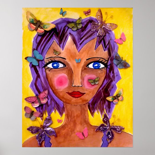 Ilha Girl com borboletas Poster (Frente)