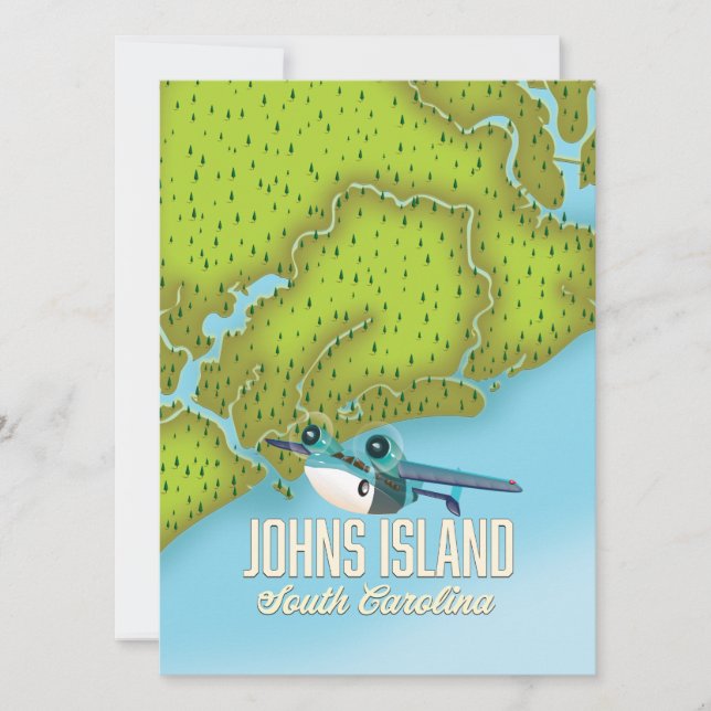 Ilha Johns, Carolina do Sul mapa EUA. (Frente)