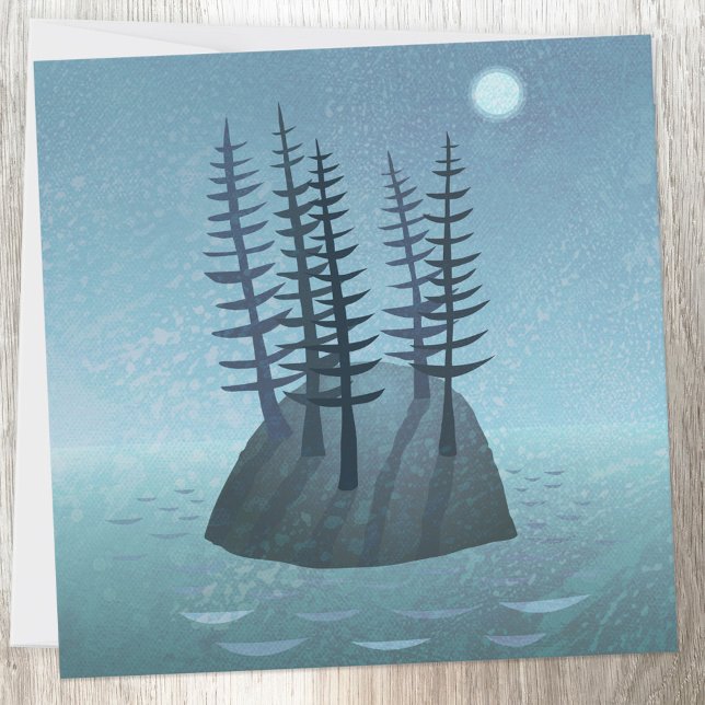 Ilha no Cartão de Arte Oceânica (Island in the ocean contemporary art nautical greetings card)