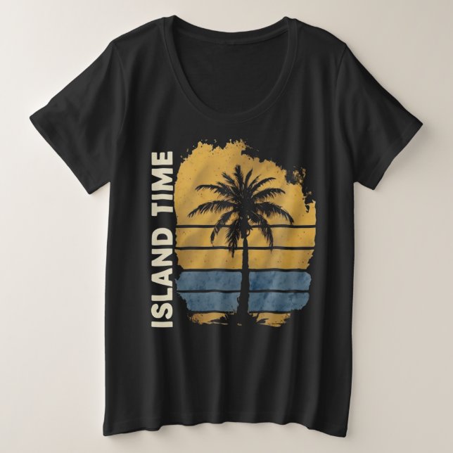 Ilha Time Palm Tree Plus-Size T-Shirt (Frente do Design)