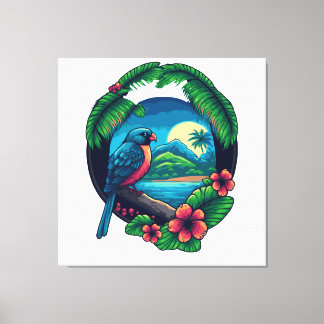 Ilha Tropical Palms Beach Viagem Retro Canvas