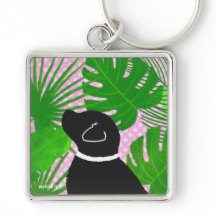 Ilha Tropical Verde Chaveiro Cachorro Preto