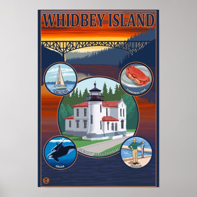 Ilha Whidbey, Poster de viagens Washington (Frente)