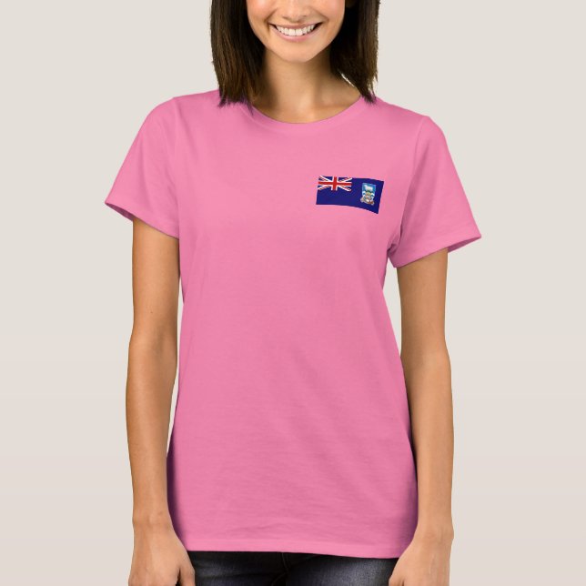 Ilhas Falkland Flag e Map dk T-Shirt (Frente)