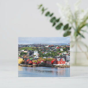 Ilhas Faroé, vista panorâmica de Torshavn, cartão