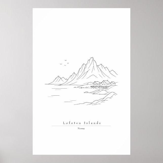 Ilhas Lofoten Minimalistas Impressão de Arte de Li (Frente)