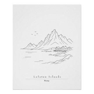 Ilhas Lofoten Minimalistas Impressão de Arte de Li