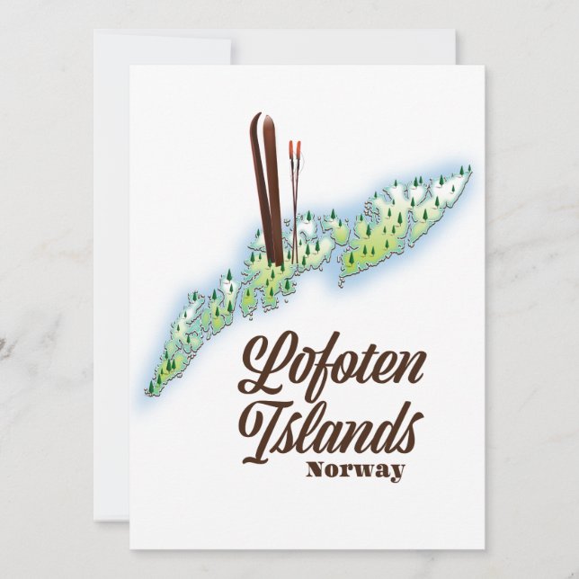 Ilhas Lofoten, Noruega pôster de esqui. (Frente)