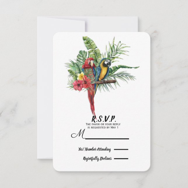 Ilhas Paraíso Aves Tropicais Casamento Floral RSVP (Frente)