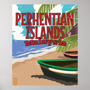 Ilhas Perhentis - poster de viagens vintage da Mal