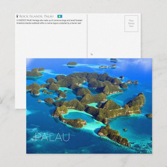 Ilhas Rock, cartão postal de Palau (Frente/Verso)
