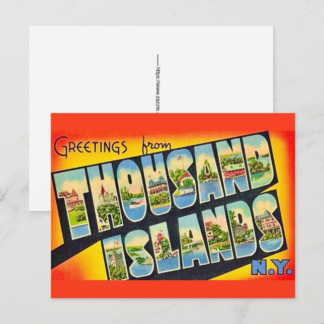 Ilhas Thousand NY Cartão Postal Retro (Frente/Verso)