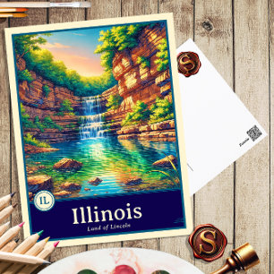 Illinois Cartão Postal Anime Estilo Cel Shaded