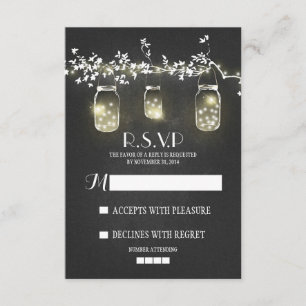 Ilumina cartões do quadro RSVP dos frascos de