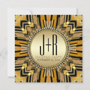 Ilusão Convite para Jantar Art Déco Preto Dourado