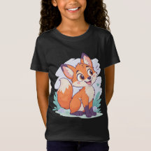 Ilustração Adorável de Pequena Raposa Camiseta Inf