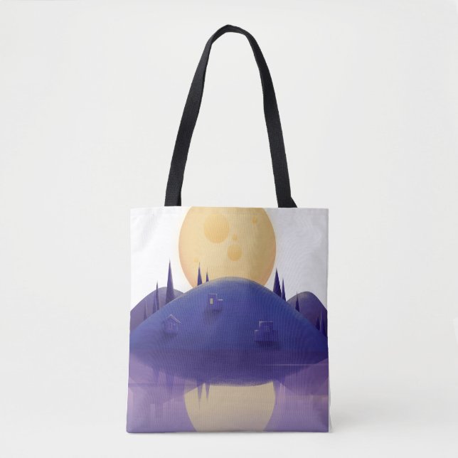 Ilustração Artística de Paisagem Noturna em Tote  (Frente)