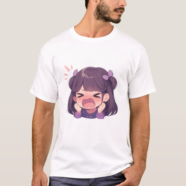 Ilustração Básica de Menina Alegre Camisa (Frente)