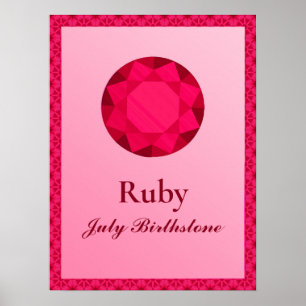 Ilustração Birthstone para julho - Poster Ruby