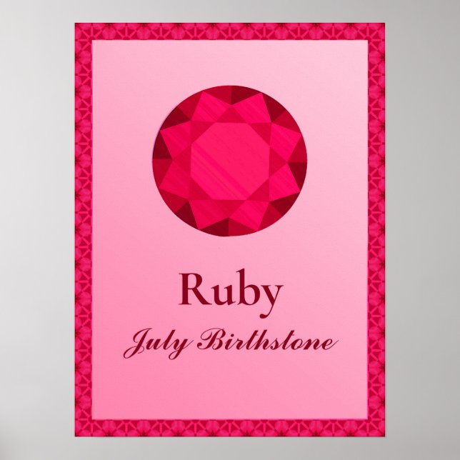 Ilustração Birthstone para julho - Poster Ruby (Frente)