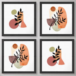 Ilustração botânica abstrata com geométrico