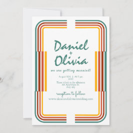 Ilustração Colorida Verde Convite de Casamento QR