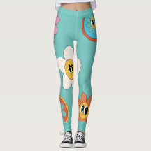 ilustração cor-de-rosa com leggings florais retróg