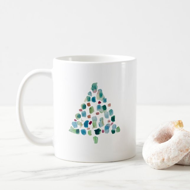 Ilustração da Árvore de Natal Deixe-a nevar caneca (Com Donut)